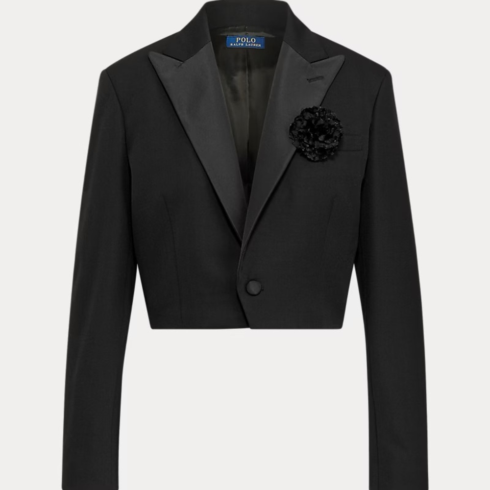 Polo by Ralph Lauren Tuxedo Satin Lapel Cropped Blazer